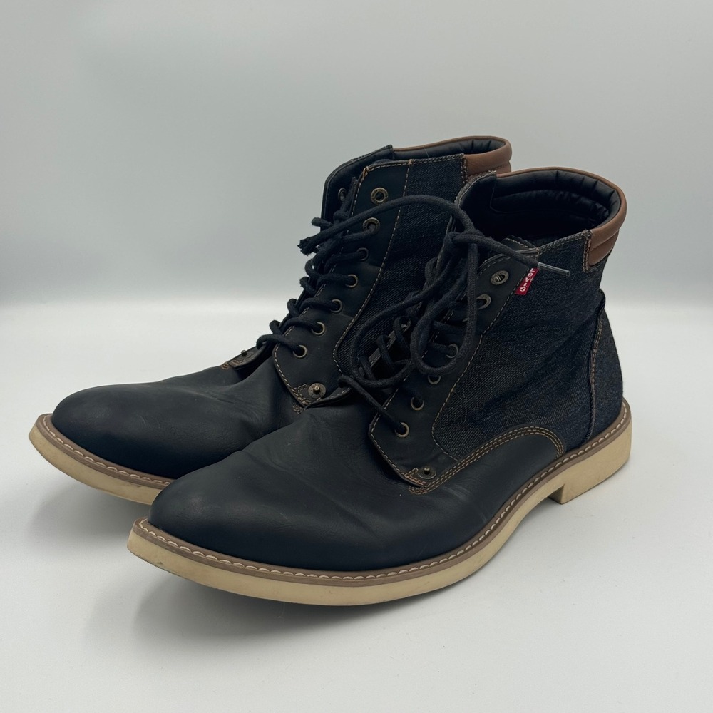 Levi's Navy Denim and Leather Lace Up Boots Size 12 NO BOX